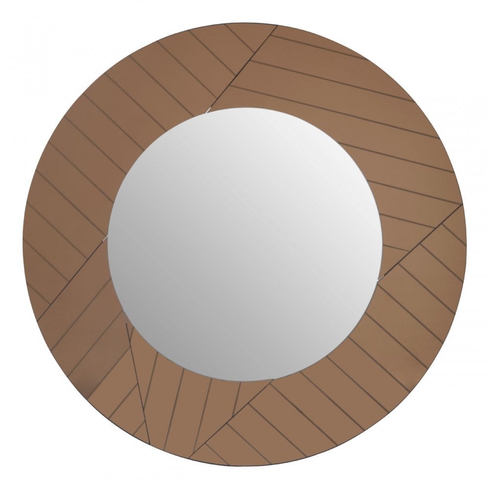 Roza Round Wall Mirror Brown