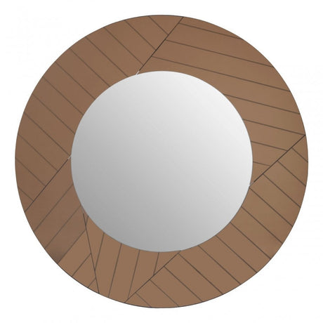 Roza Round Wall Mirror Brown