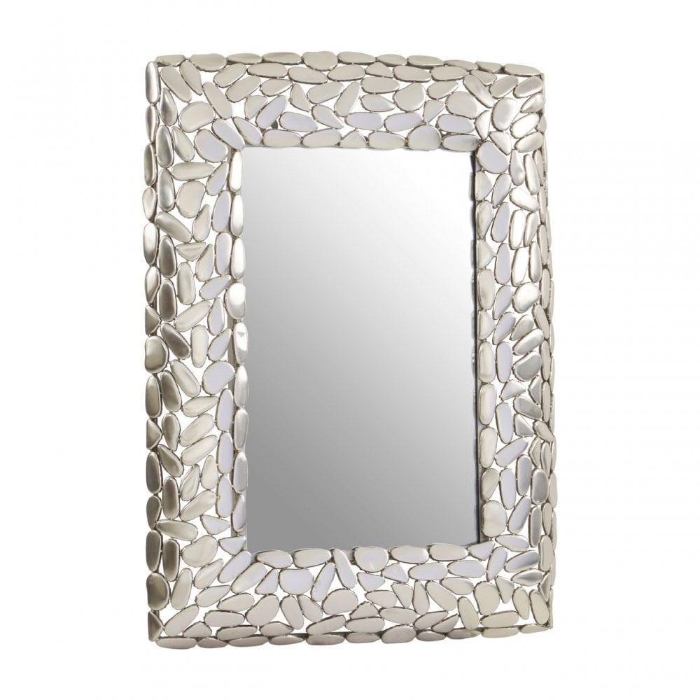 Hamish Pebble Effect Rectangular Wall Mirror Silver
