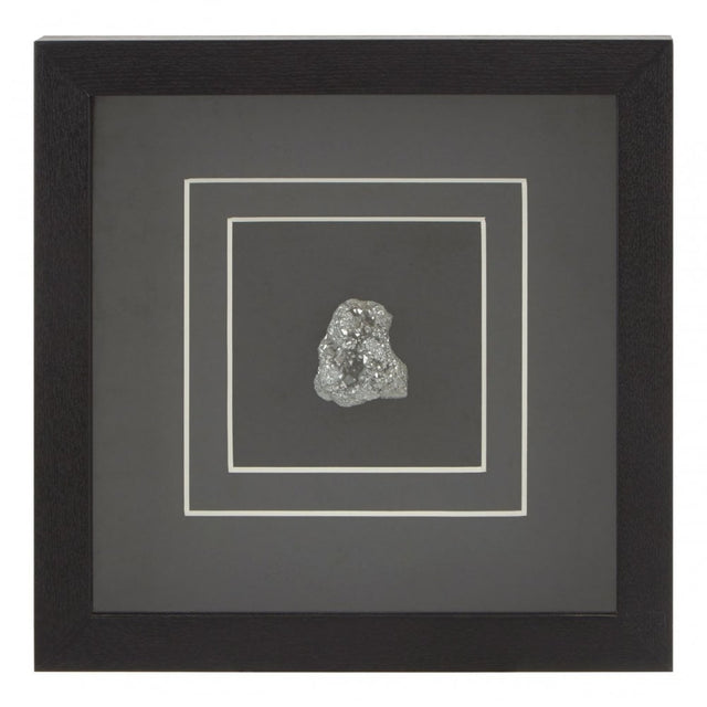 Mounted Set of 4 Silver Stone Wall Art Black