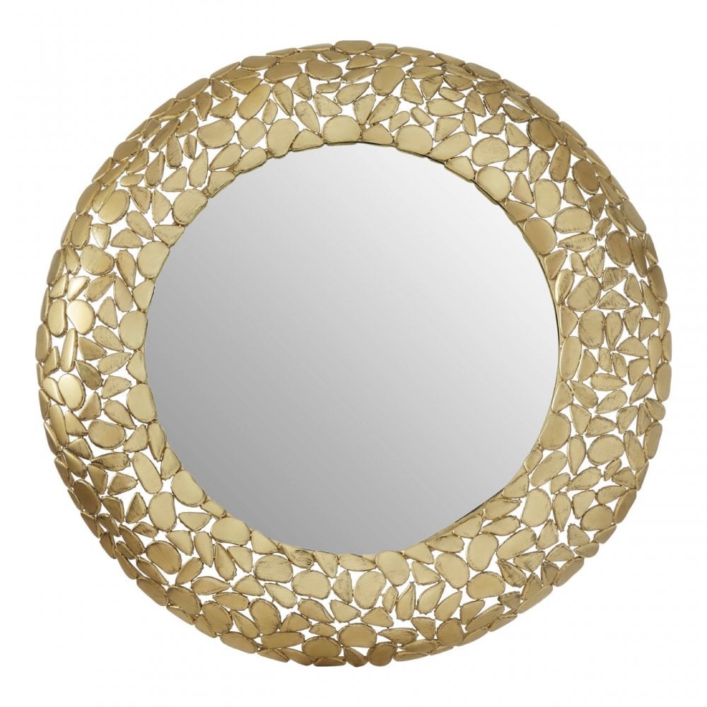 Hamish Pebble Effect Round Wall Mirror Brass
