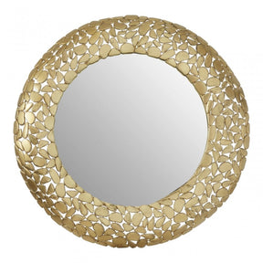 Hamish Pebble Effect Round Wall Mirror Brass