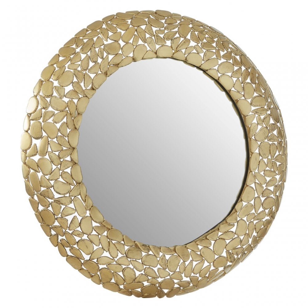 Hamish Pebble Effect Round Wall Mirror Brass
