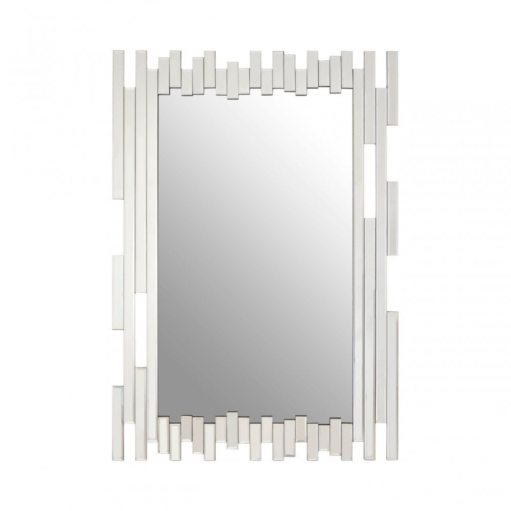 Puzzle Wall Mirror with Cut Out Frame Silver