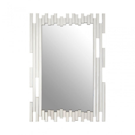 Puzzle Wall Mirror with Cut Out Frame Silver