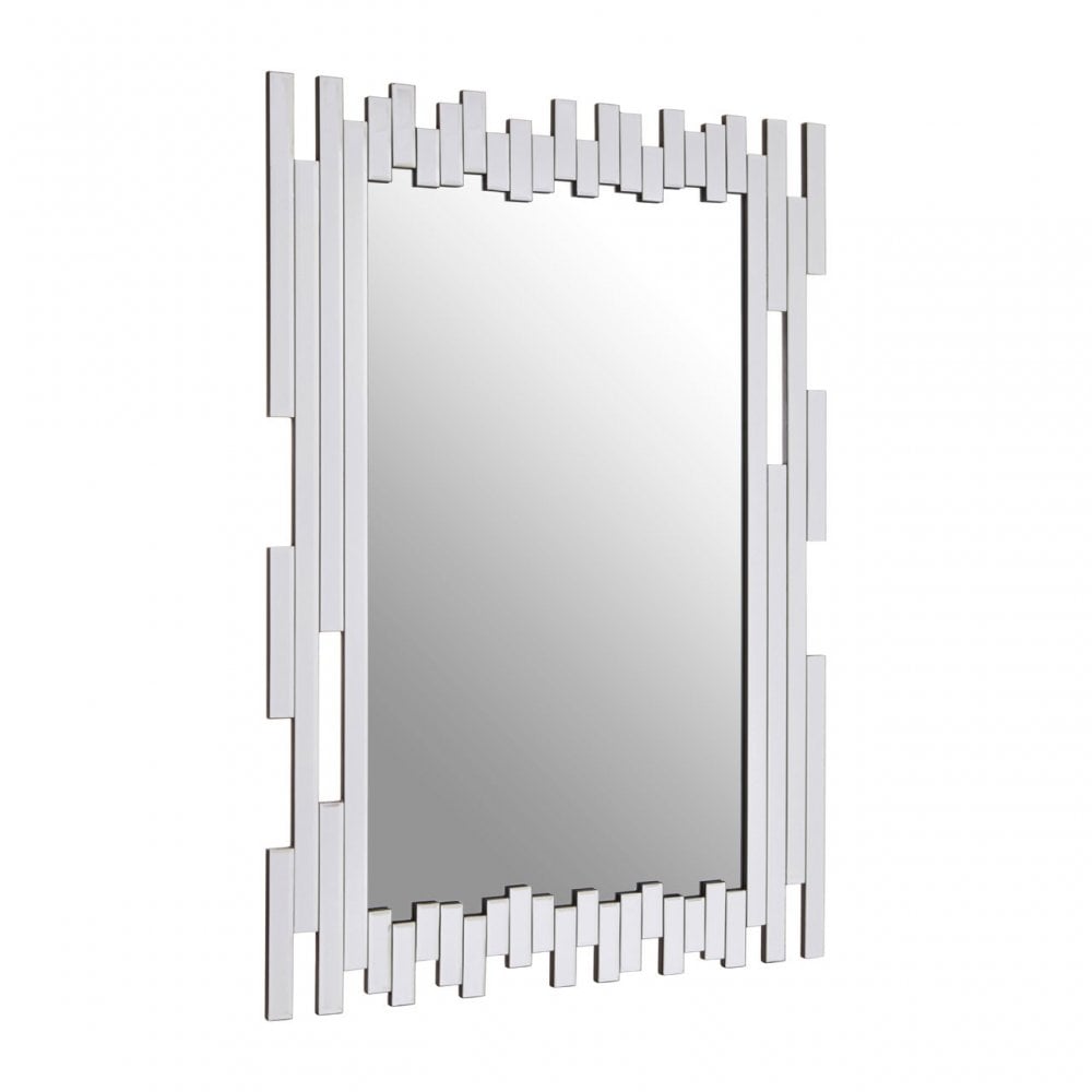 Puzzle Wall Mirror with Cut Out Frame Silver