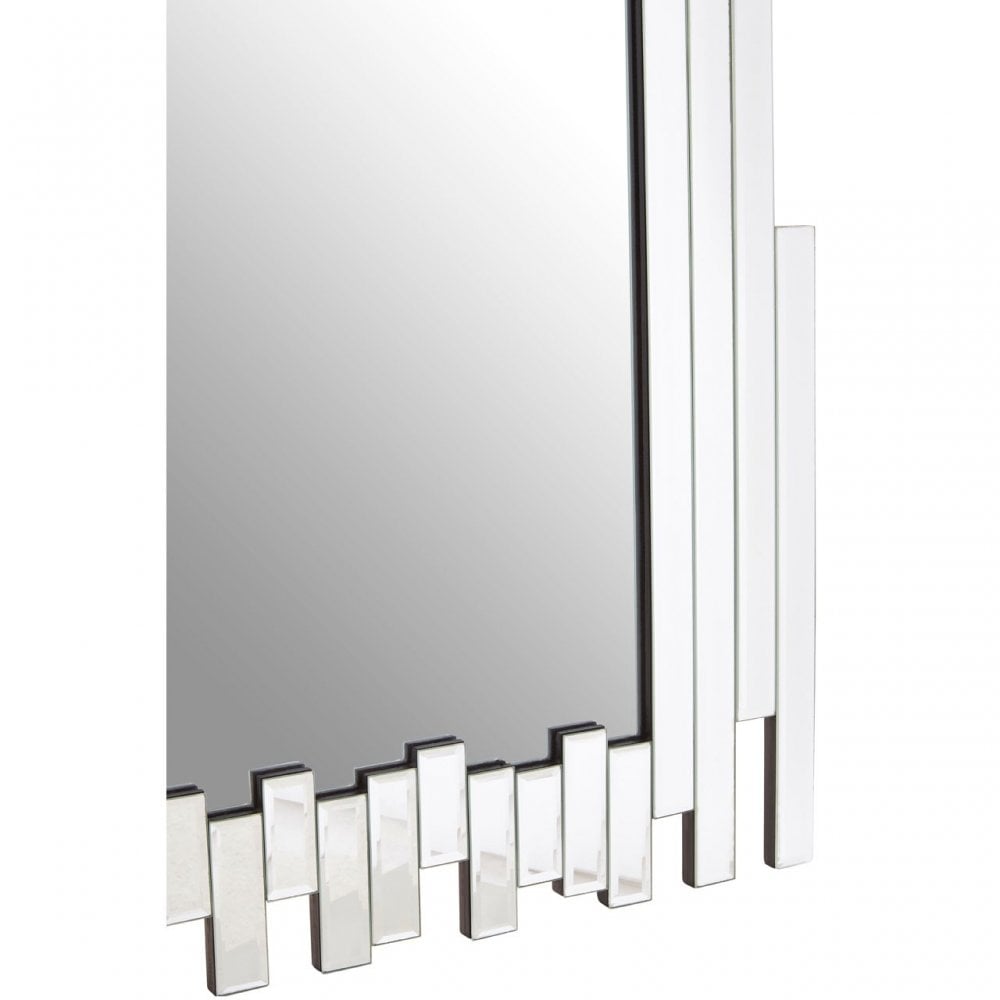 Puzzle Wall Mirror with Cut Out Frame Silver