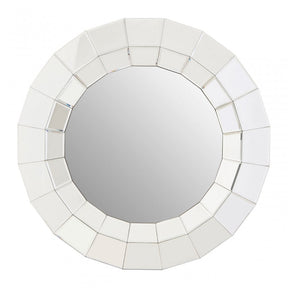 Puzzle Round Wall Mirror Silver