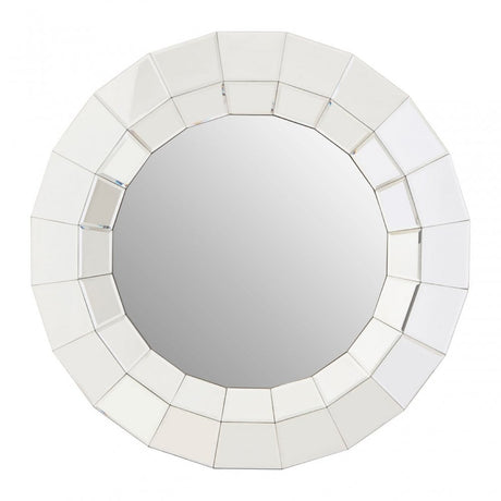 Puzzle Round Wall Mirror Silver