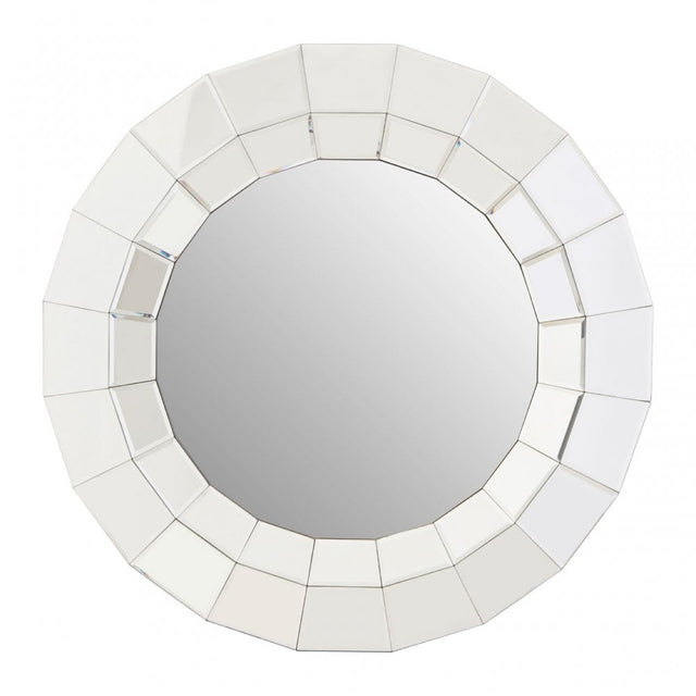Puzzle Round Wall Mirror Silver