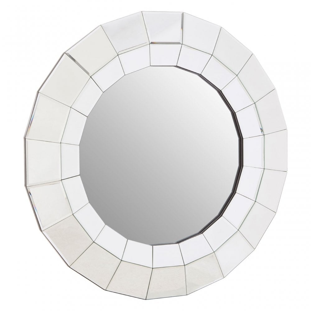 Puzzle Round Wall Mirror Silver