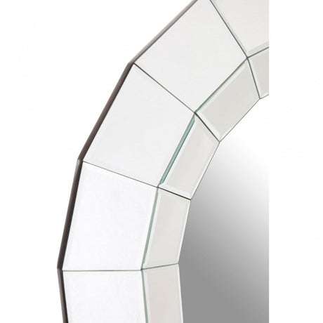 Puzzle Round Wall Mirror Silver