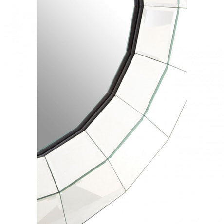 Puzzle Round Wall Mirror Silver