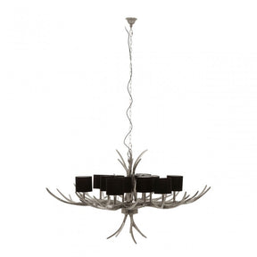 12 Shade Large Antler Chandelier Silver