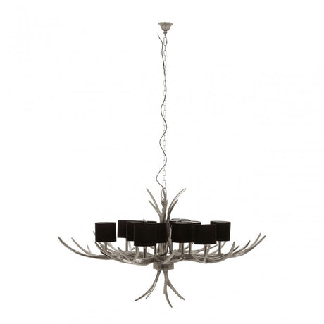 12 Shade Large Antler Chandelier Silver