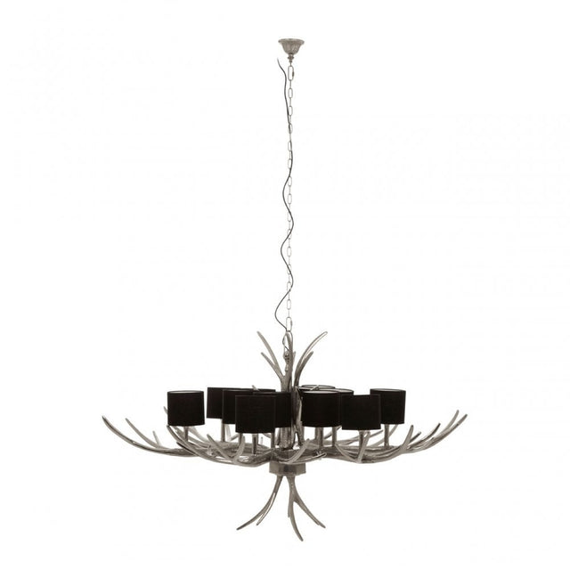 12 Shade Large Antler Chandelier Silver