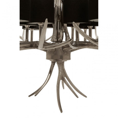 12 Shade Large Antler Chandelier Silver