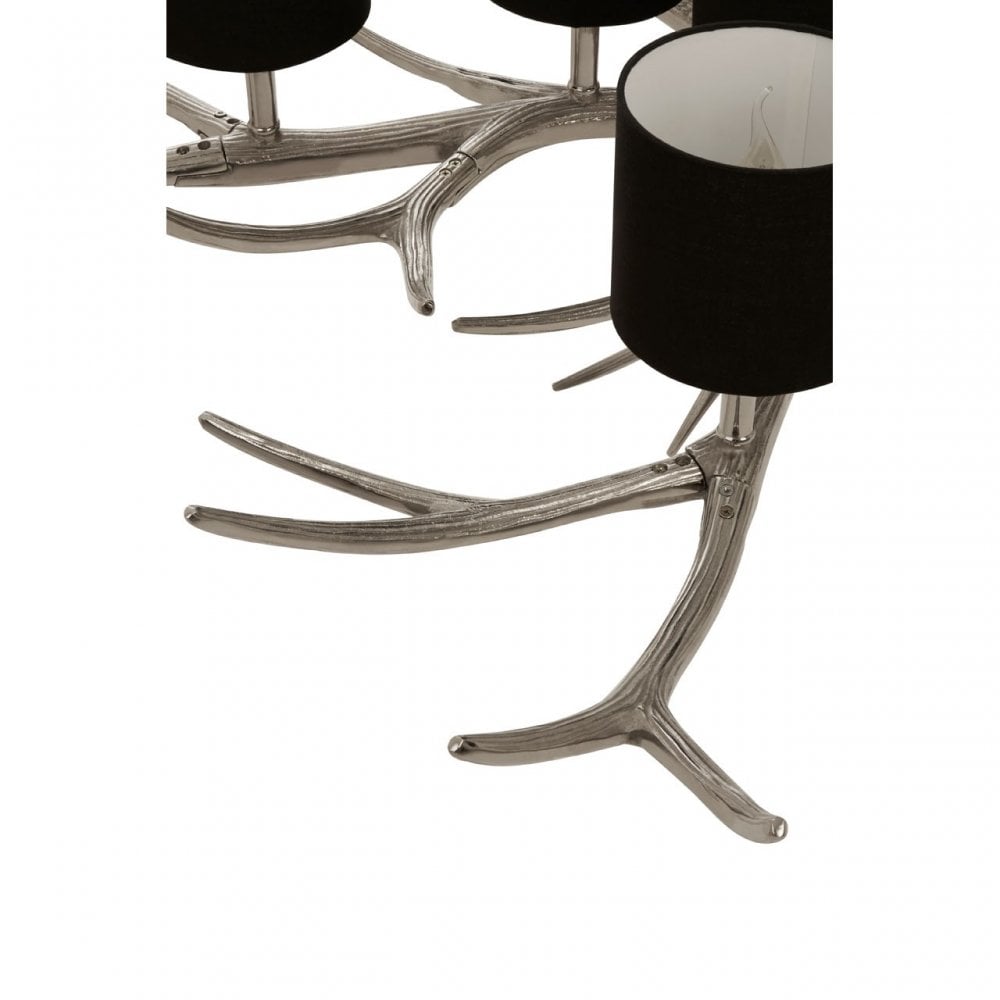 12 Shade Large Antler Chandelier Silver