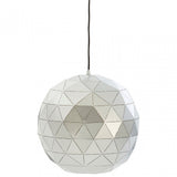 Geoi Small Silver Finish Pendant Light White
