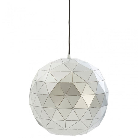 Geoi Small Silver Finish Pendant Light White