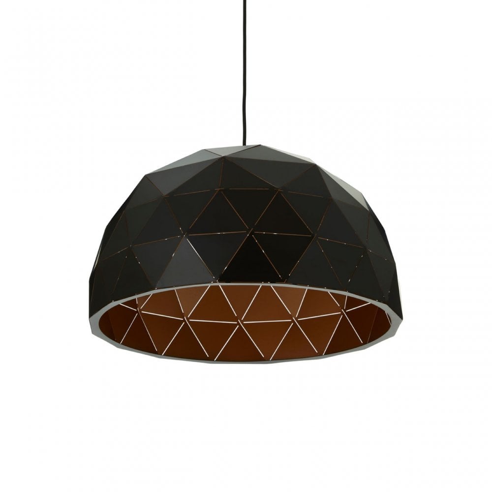 Geoi Medium Black Dome Pendant Light Black