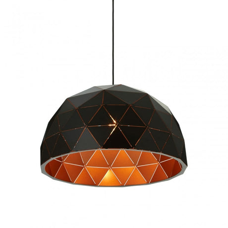 Geoi Medium Black Dome Pendant Light Black
