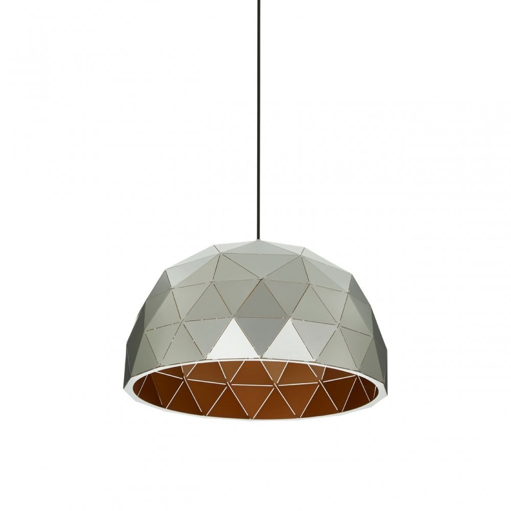 Geoi Medium Silver Dome Pendant Light Brown