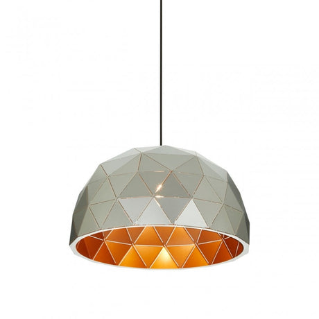 Geoi Medium Silver Dome Pendant Light Brown