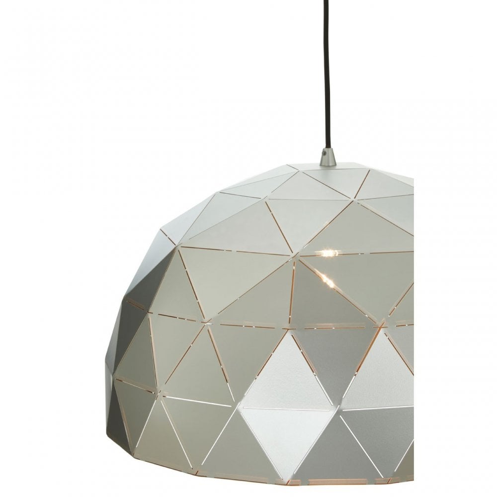 Geoi Medium Silver Dome Pendant Light Brown