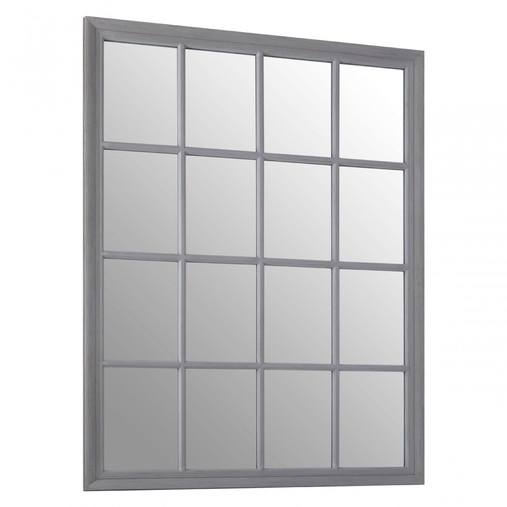 Grey Flat Wood Wall Mirror Grey