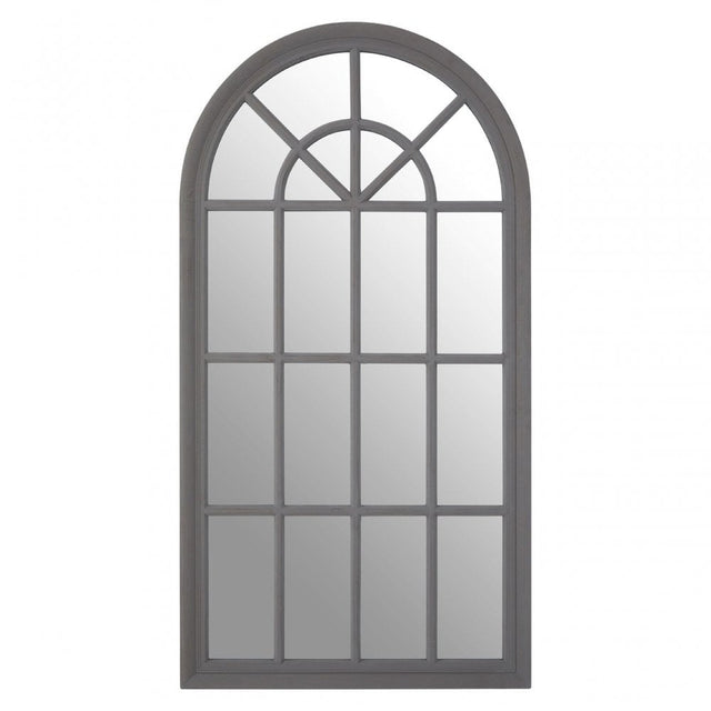 Flat Wood Curved Window Grey Wall Mirror Grey