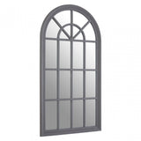 Flat Wood Curved Window Grey Wall Mirror Grey