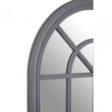 Flat Wood Curved Window Grey Wall Mirror Grey