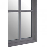 Flat Wood Curved Window Grey Wall Mirror Grey