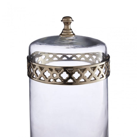 Nickel Finish Large Glass Jar With Lid Silver