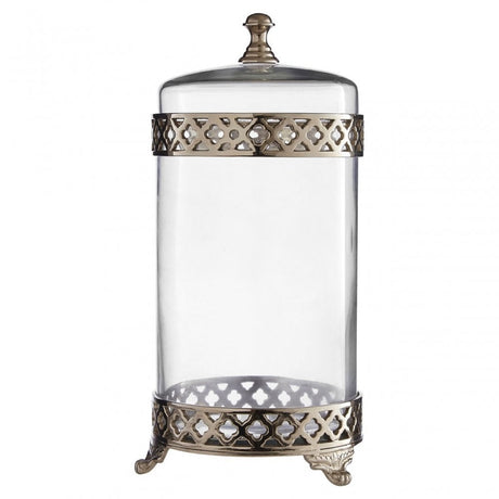 Nickel Finish Large Glass Jar With Lid Silver