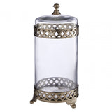 Nickel Finish Large Glass Jar With Lid Silver