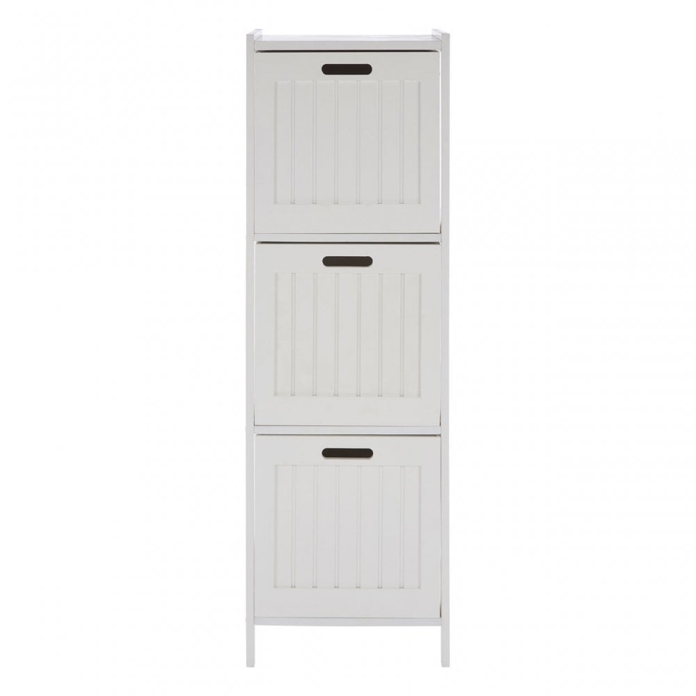 3 Drawer Rustic Bathroom Shelf Unit White