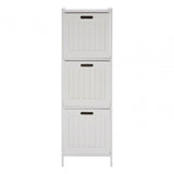 3 Drawer Rustic Bathroom Shelf Unit White