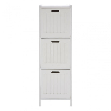 3 Drawer Rustic Bathroom Shelf Unit White
