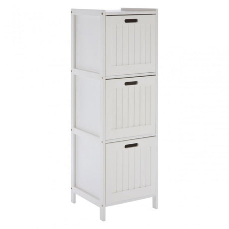 3 Drawer Rustic Bathroom Shelf Unit White