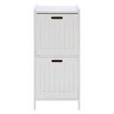 2 Drawer Rustic Bathroom Shelf Unit White