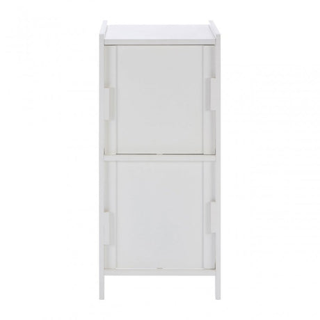 2 Drawer Rustic Bathroom Shelf Unit White
