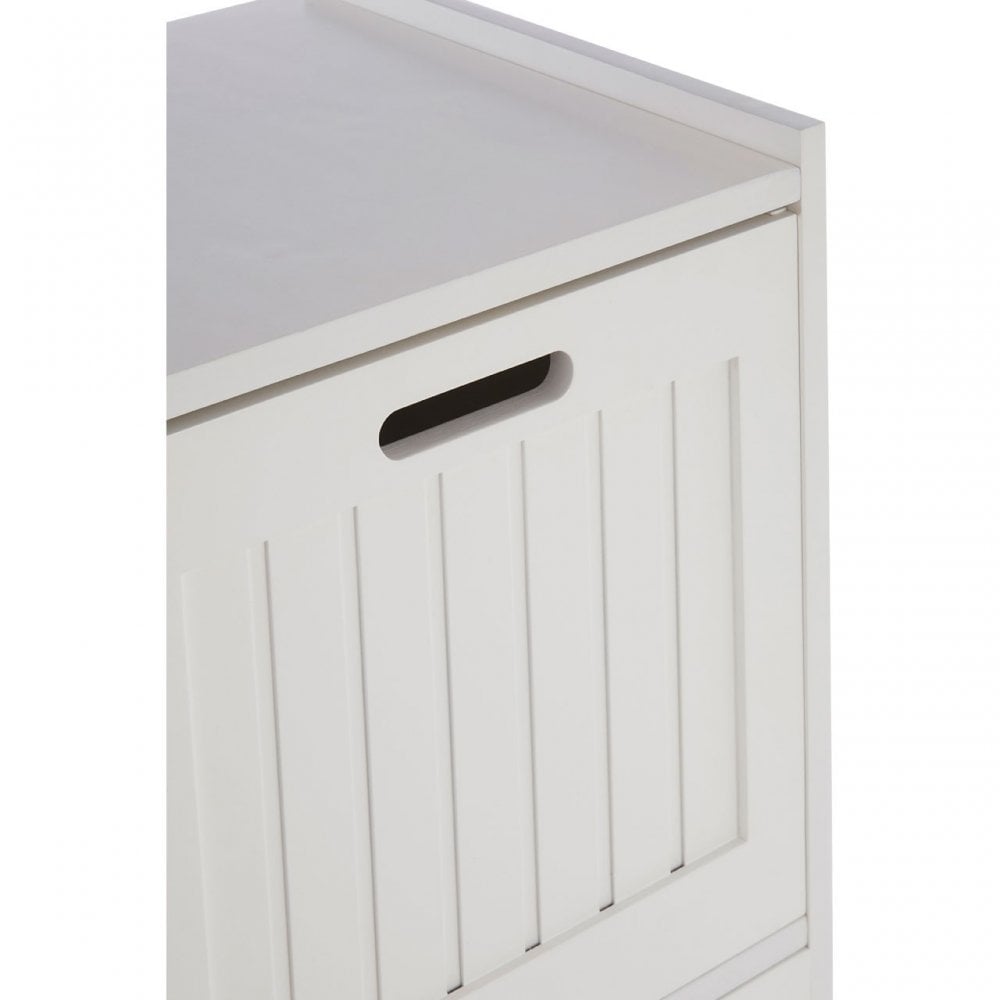 2 Drawer Rustic Bathroom Shelf Unit White