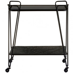 Duchess Cart Table With Grey Glass Top Black