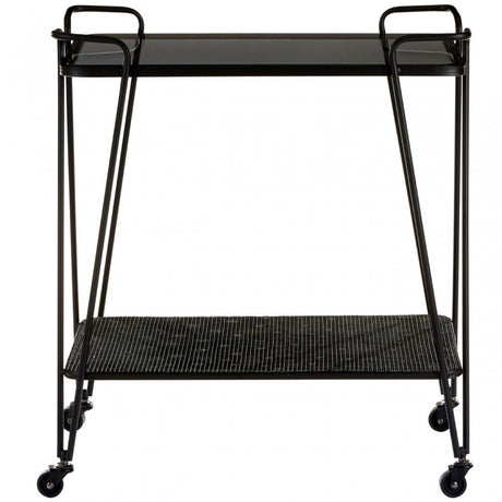 Duchess Cart Table With Grey Glass Top Black