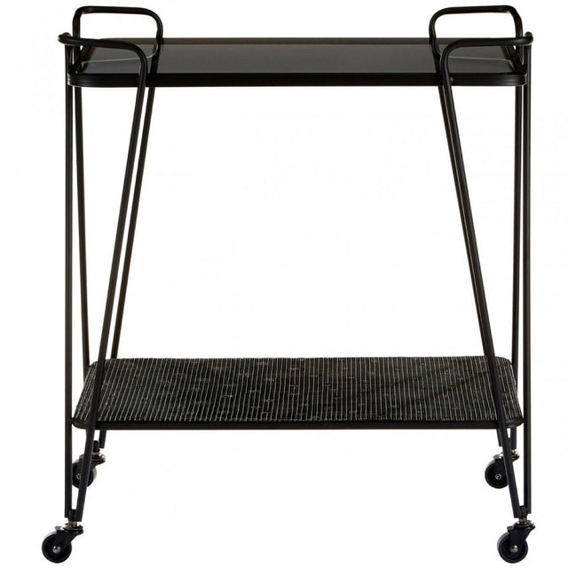 Duchess Cart Table With Grey Glass Top Black