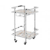 Vita White Agate Drinks Trolley Silver