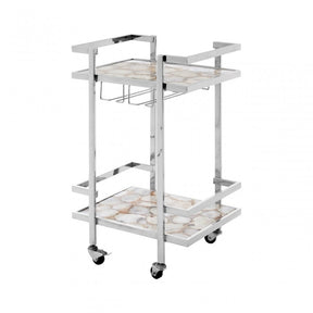 Vita White Agate Drinks Trolley Silver
