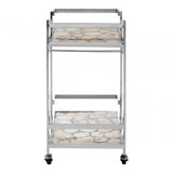 Vita White Agate Drinks Trolley Silver